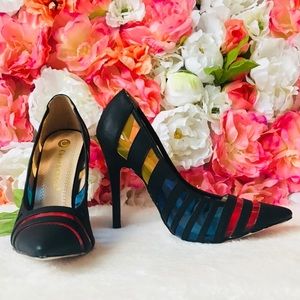 Chase and Chloe Multi Color Pointed Toe Heels